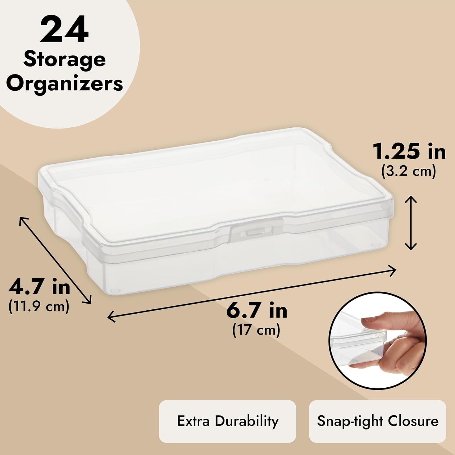 24 Photo Storage Boxes for 4X6 Pictures, Photo Organizer Storage Containers with 40 Blank Labels (Clear, 64 Total Pieces)