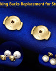 2-Pairs 14K Gold Locking Earring-Back Replacements for Studs, Hypoallergenic 925 Silver Secure Backings (No Fading, Comfort)