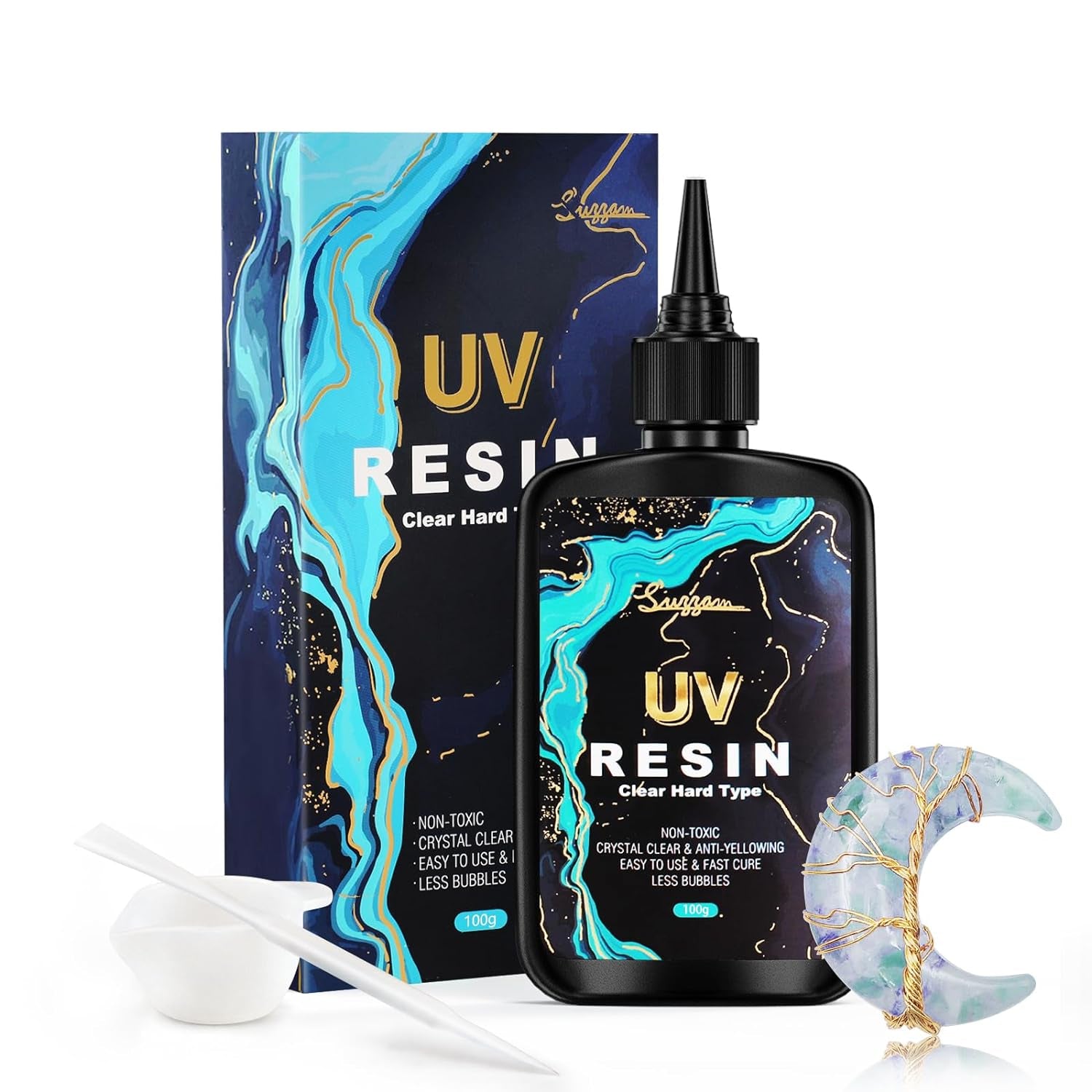 UV Resin 100G No Odor & Low Shrinkage & Low Viscosity, Ultraviolet Fast Curing UV Resin Clear for DIY Crafts, Coating Casting
