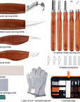 Wood Carving Tools Set, Wood Whittling Kit for Beginners Kids and Adults - Wood Carving Kit with Detail Wood Carving Knife, Whittling Knife, Wood Chisel Knife, Gloves, Carving Knife Sharpener