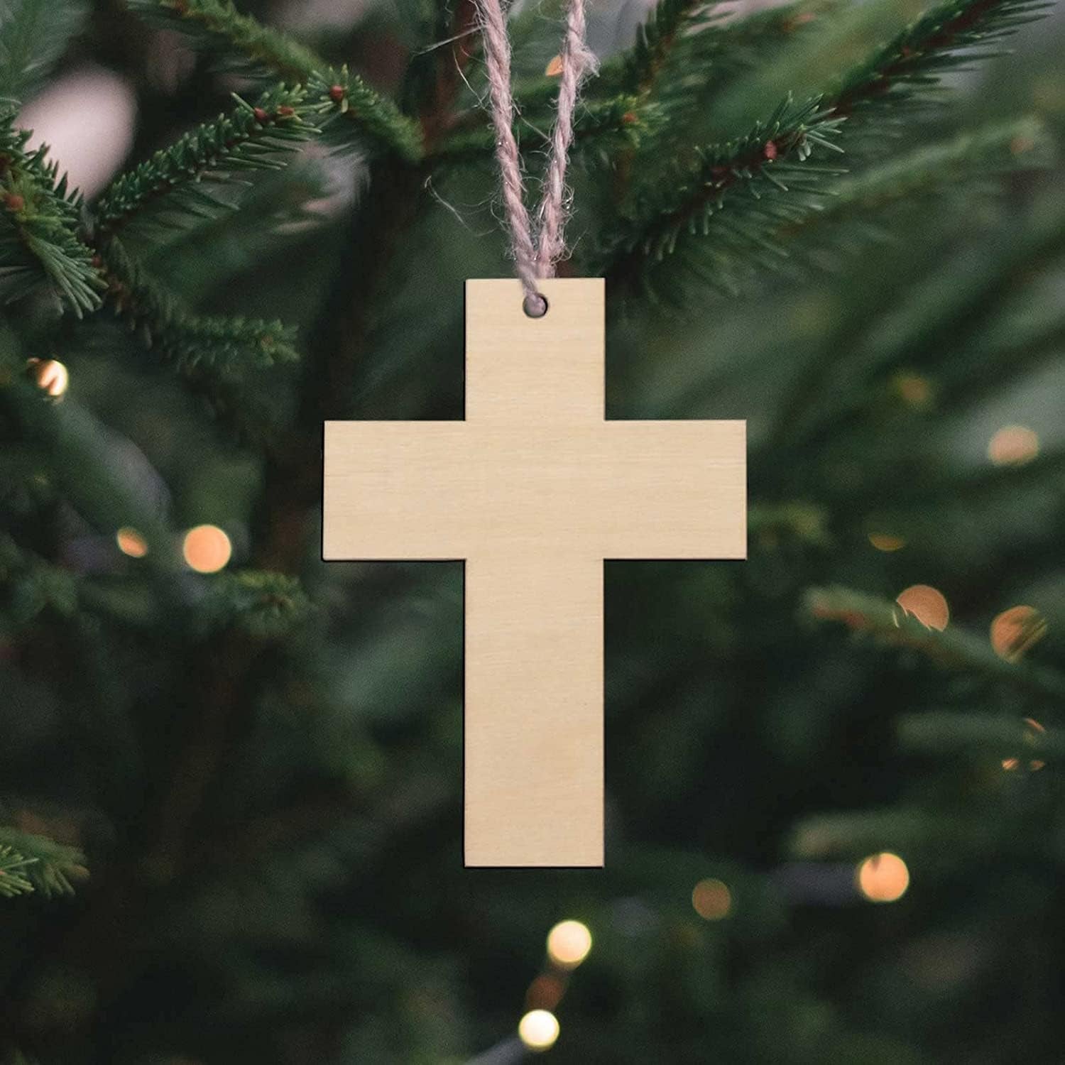 32 Pack Wood Cross Cutouts Small Wooden Crosses Hanging Ornaments DIY Cross Craft Gift Tags for Thanksgiving Christmas Home Party Decoration Craft Project