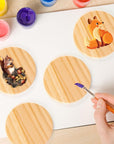 12PACK Unfinished Wood Coasters, 4 Inch round Blank Wooden Craft Coasters Wood Slices for DIY Architectural Models Drawing Painting Wood Engraving(With Non-Slip Dot Stickers)