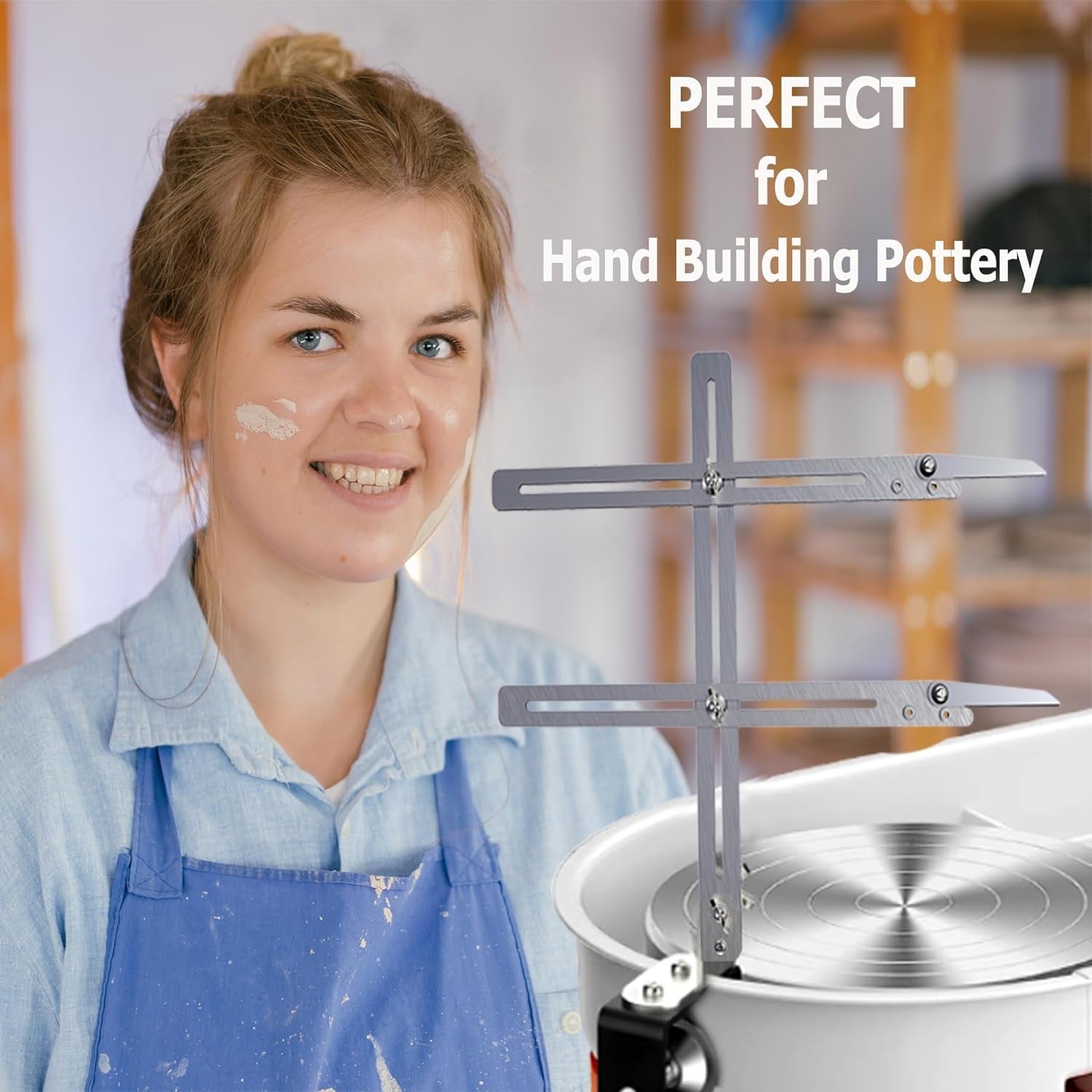 Pottery Gauge Throwing Tool, Pottery Height Measuring Gauge with Clamp, Pottery Throwing Gauge Clip, Ceramics Pottery Tool for Making Repeat Forms