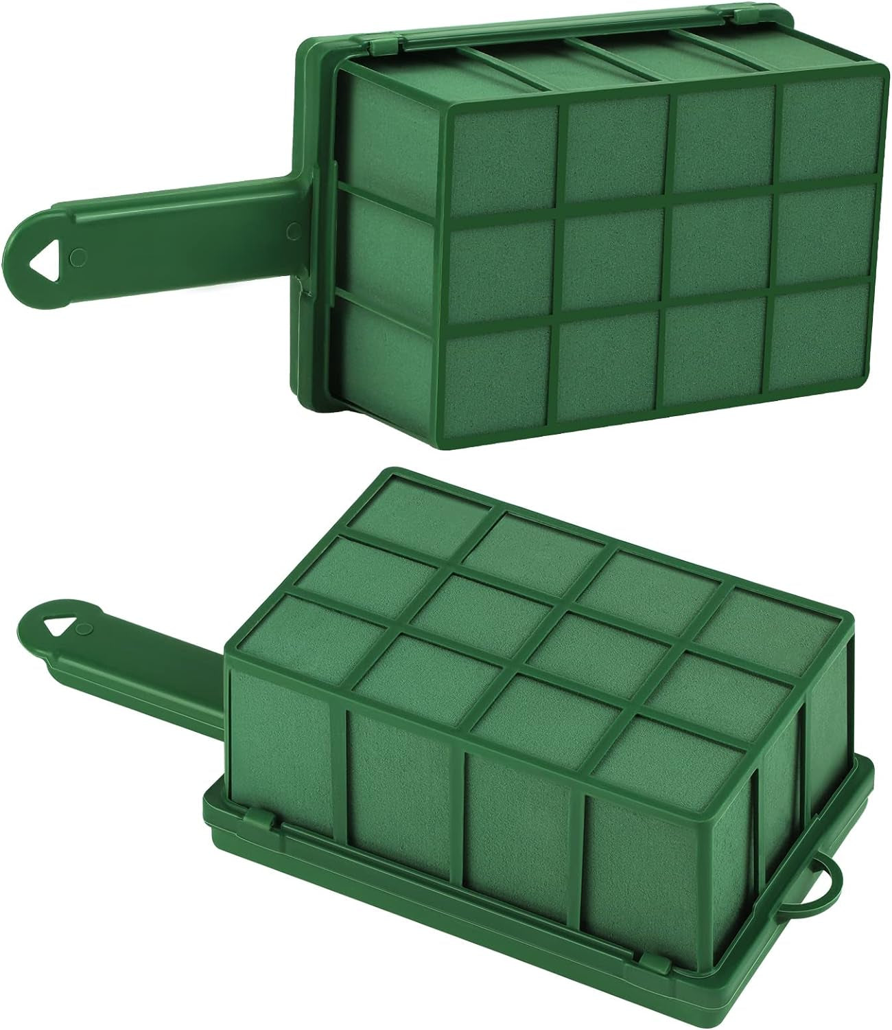 2 Pieces Floral Foam Cage with Floral Foam Flower Arrangement Foam Cage with Handle Rectangle Flower Foam Cage Holder for Fresh Flowers, Home Party Decoration, 11.8 X 4.9 X 3.1 Inches