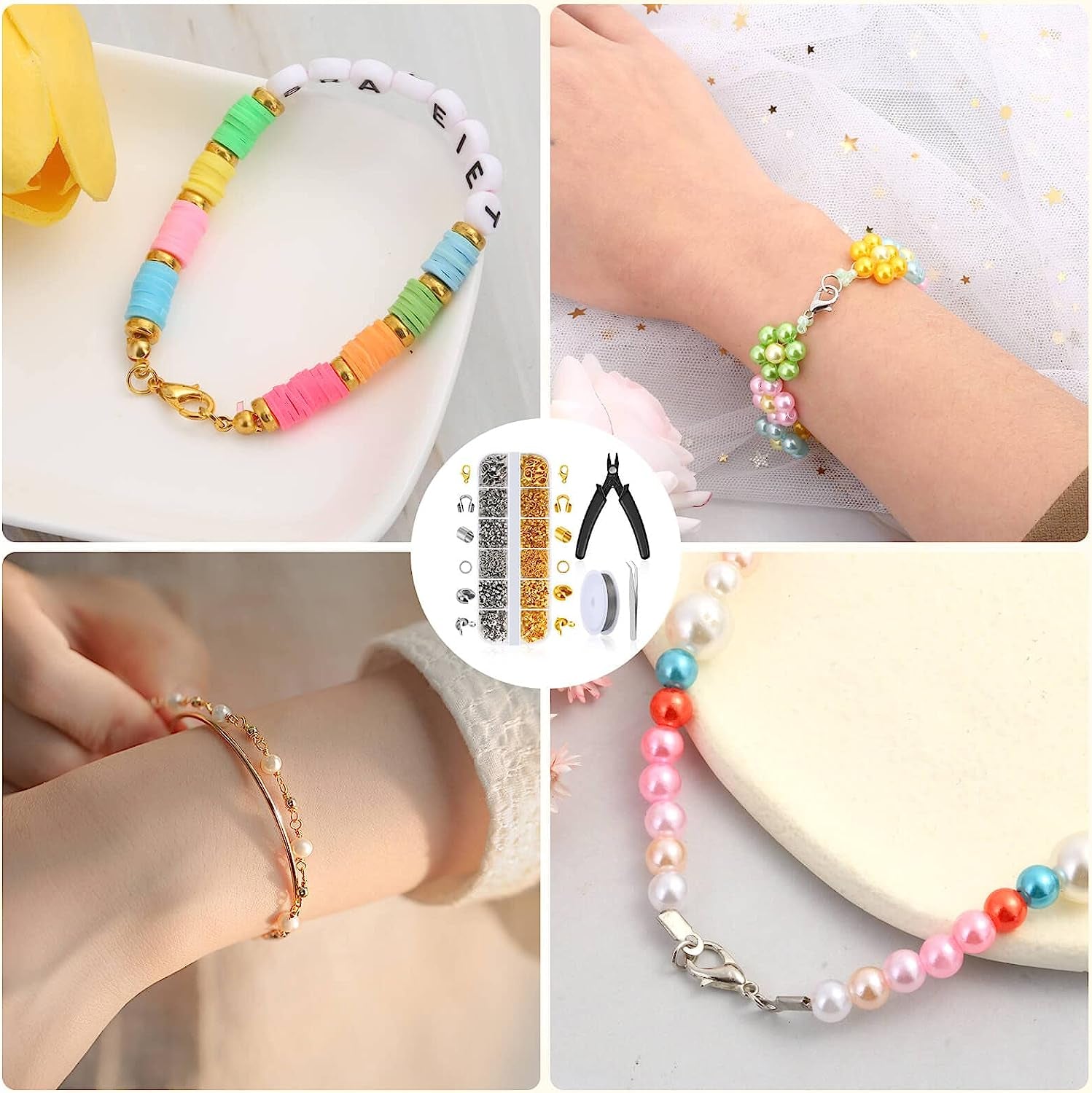 1200 Pcs Crimp Beads Kit for Jewelry Making,  Crimp Beads, Crimp Covers, Crimp Tubes and Wire Guardians, Lobster Clasps, Jump Rings, Crimping Pliers and Beading Wire for Jewelry Making