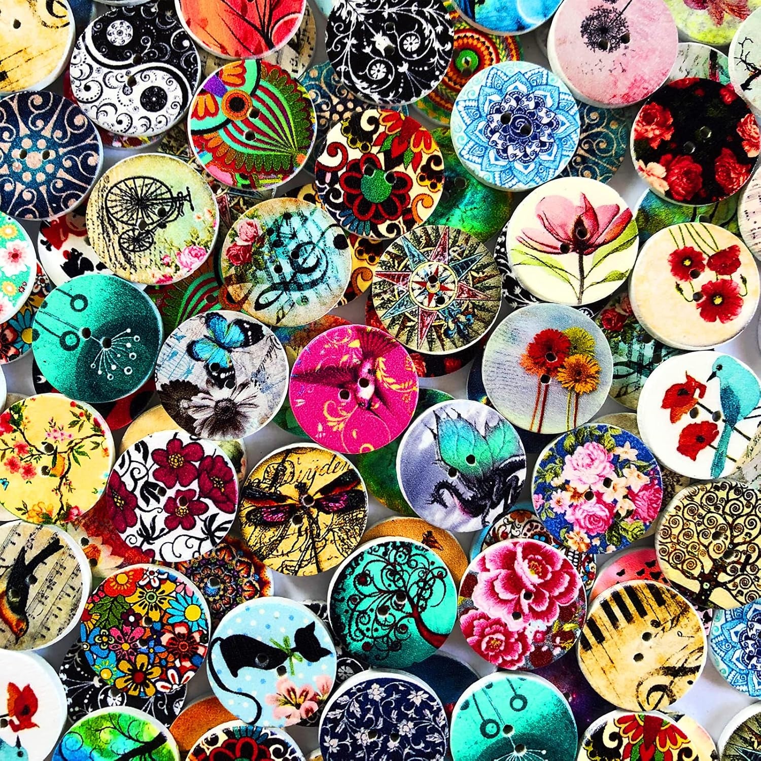 200Pcs Wood Buttons for Crafts 20Mm Wooden Craft Buttons with 2 Holes for DIY Sewing Craft Decorative