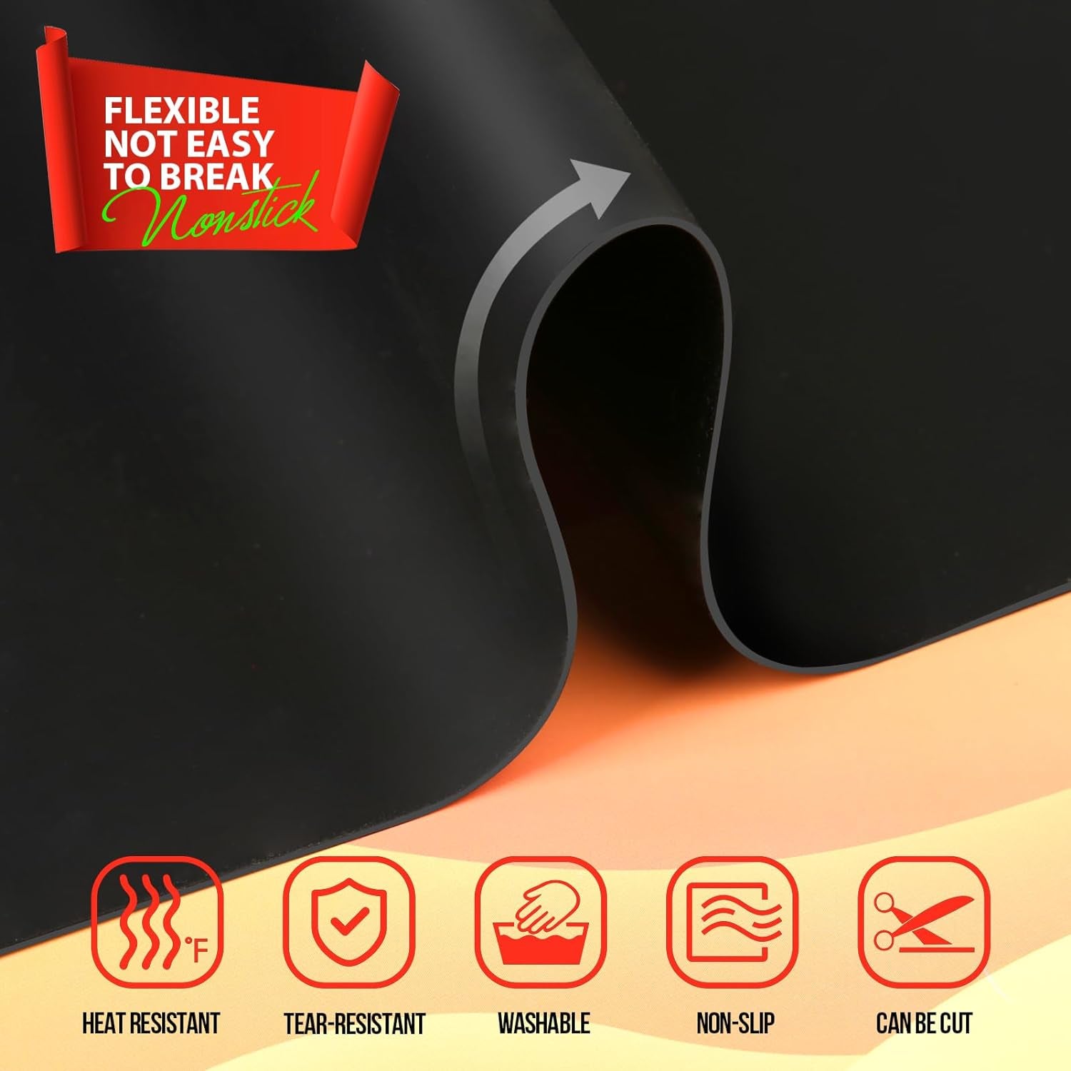 Large Silicone Mat for Crafts, Black Silicone Mat for Resin Molds, Play Dough Mat, Silicone Mat for UV Resin, Epoxy Resin, Clay Paint DIY Arts Crafts, 23.4"×15.6", Medium Thickness 0.75MM