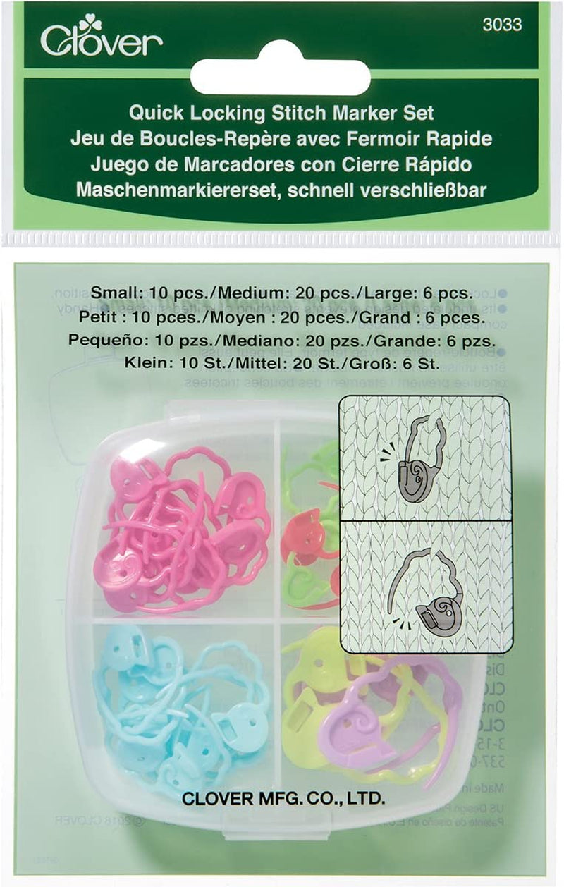 3033 Quick Locking Stitch Marker Set Multicolor, 3" Height X 3" Length X 1.2" Width