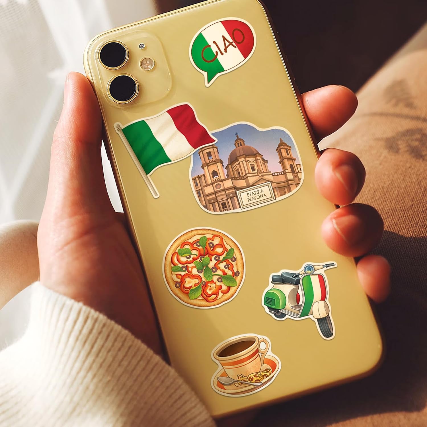 Historical Rome Travel Stickers (28Pcs) - Gouache Style, Waterproof, Italy Roman Vatican-Themed Vacation Decals for Scrapbooks, Waterbottle