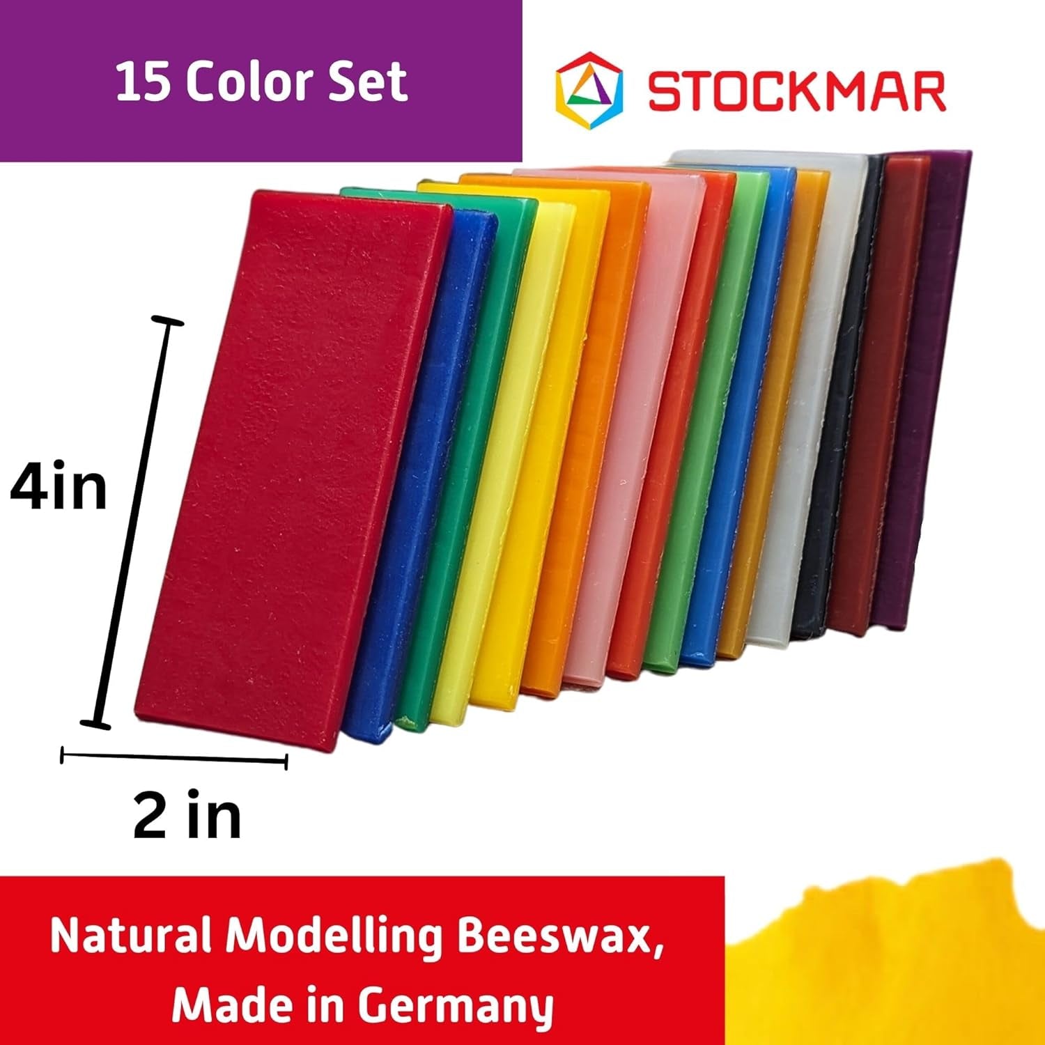 Natural Modelling Beeswax -15 Color Beeswax Sheets Set - for Kids,Toddlers, Artists, Waldorf Organic Art Supplies, Non Toxic Beeswax, Non Drying Beeswax Modeling Wax for Homeschoolers