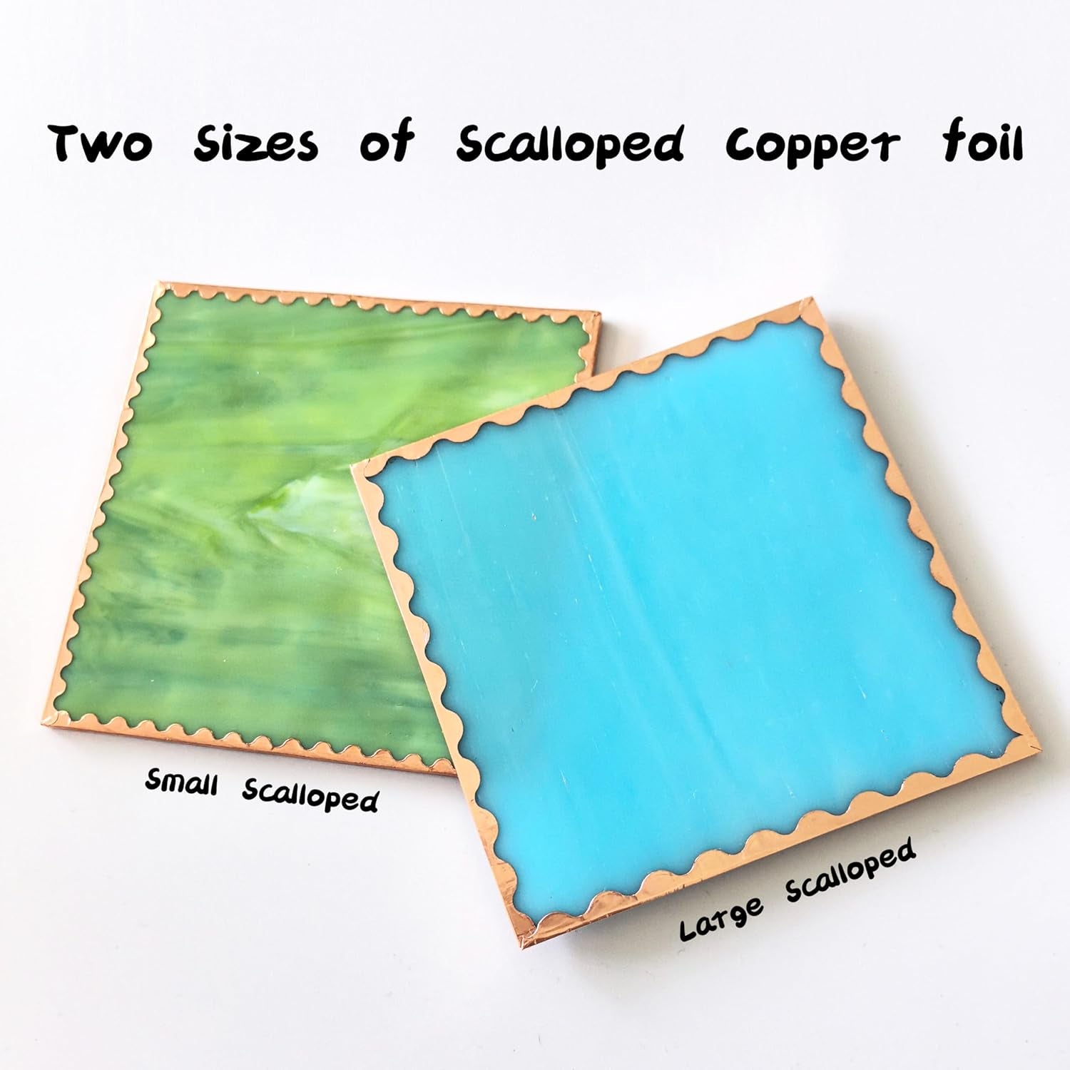 Double Edged Scalloped Copper Foil Tape for Stained Glass, DIY Handicrafts, Crafting (Small Scalloped)