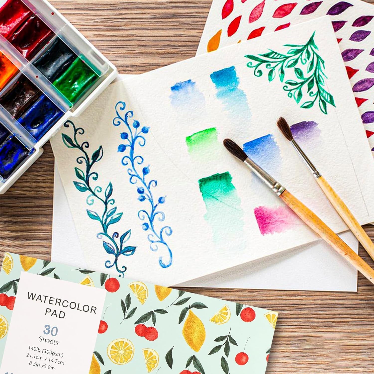 30 Sheets Watercolor Paper Pad, A5 (8.3 X 5.8") Cold Press Watercolor Paper, 140 Lb/300 GSM Tearable Water Color Pad for Art Painting, Drawing, Mixed Media