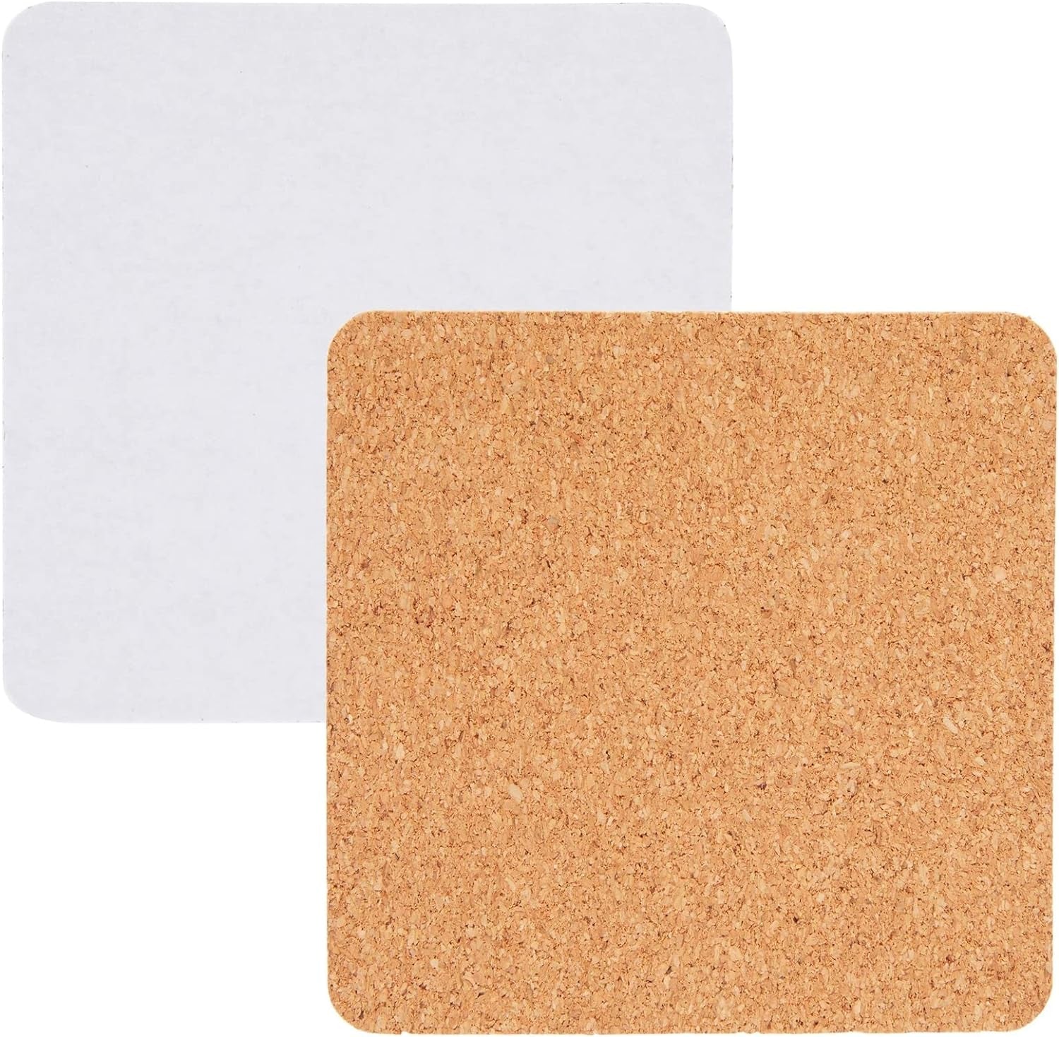 50 Pack Square Self Adhesive Cork Board Backings for DIY Crafts, Projects, Customizable Cork Tiles, Cork Squares for Coasters, Decor (1.5 Mm Thick, 3.7 in Length)