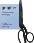Featherweight Bent Handle Scissors - 8" Stainless Steel Shears - Sharp Fabric Scissors - Black