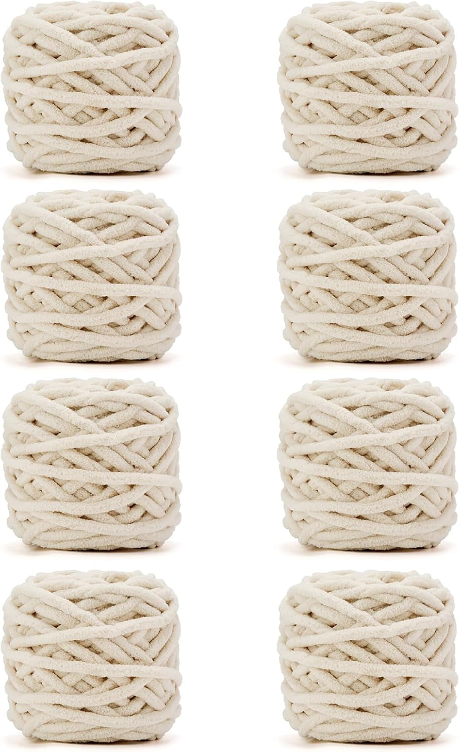 Blanket Yarn 3 Pack of 100G/3.5Oz - White Chenille Yarn 6 Super Bulky - Knitting, Crocheting &amp; Crafts Chunky Yarn