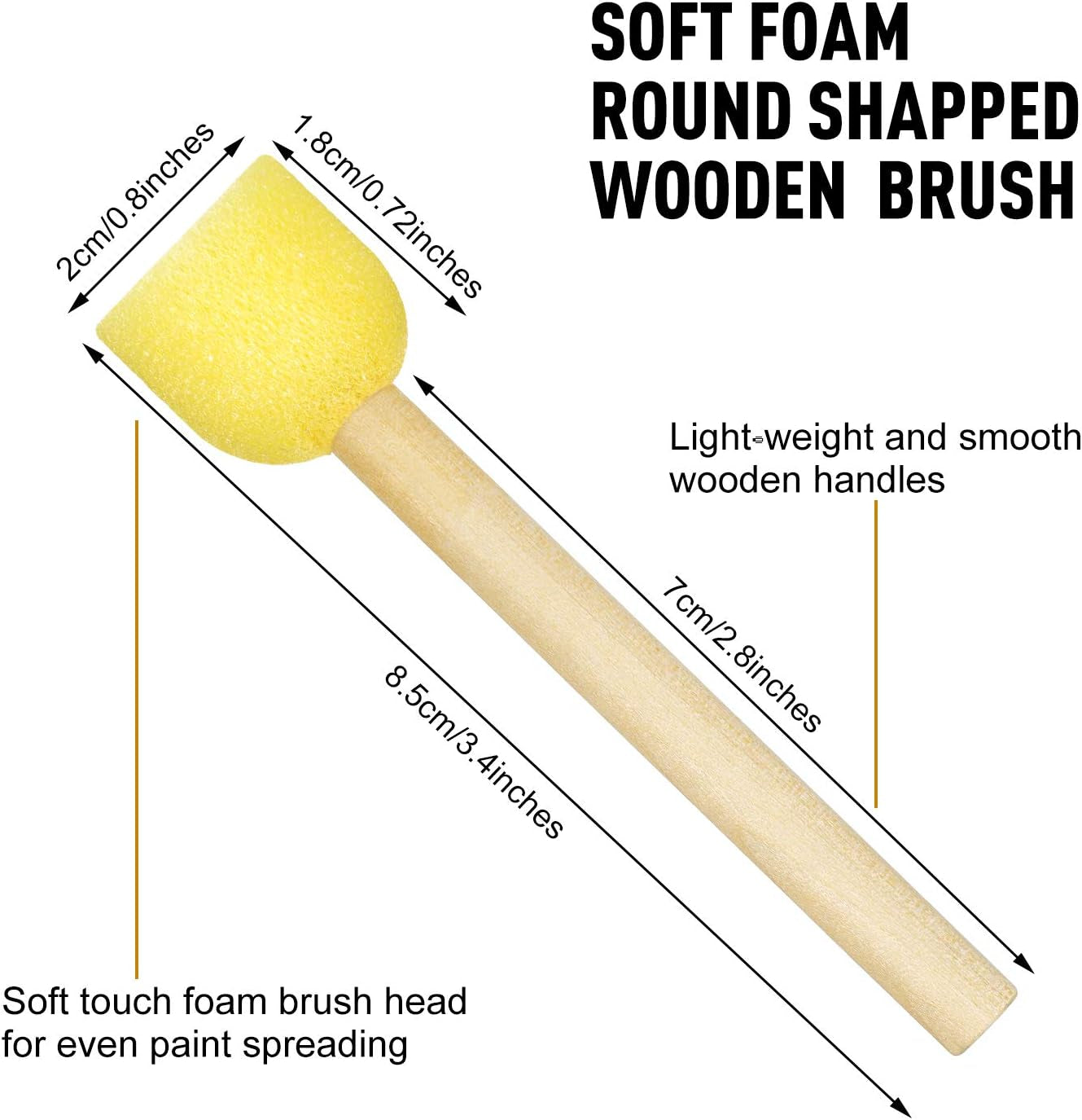 40 Pieces round Sponge Foam Brush Set Paint Sponge Brush Wooden Handle Foam Brush Sponge Painting Tools for Kids Painting Crafts (0.8 Inch)
