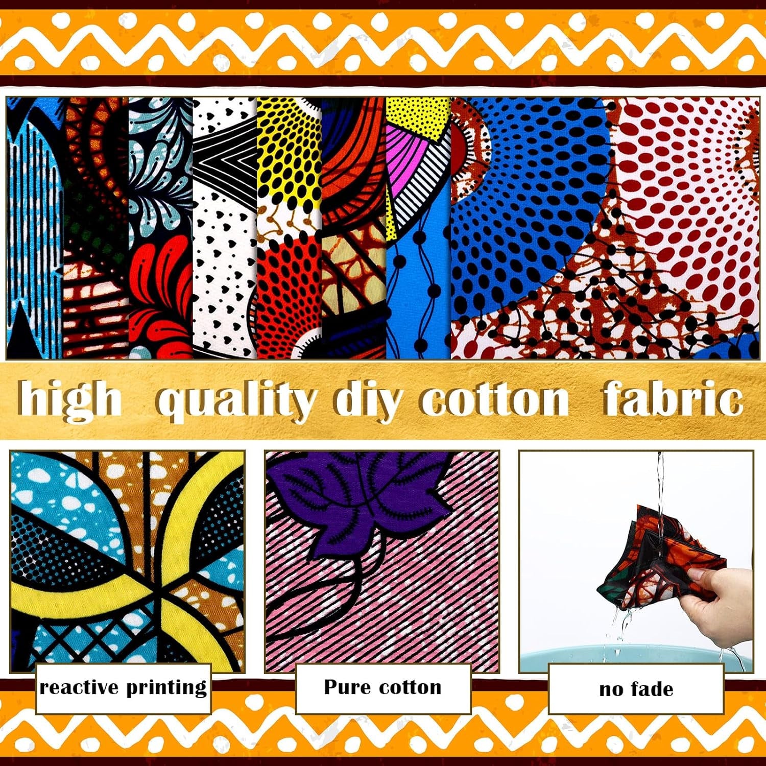 100 Pcs 10 X 10 Inches Cotton Fabric Square No Repeat Patchwork Fabrics Cotton Printed Craft Fabric Patchwork Bundles Quilting Fabric Craft for DIY Sewing Cloths Handmade Accessories (African)