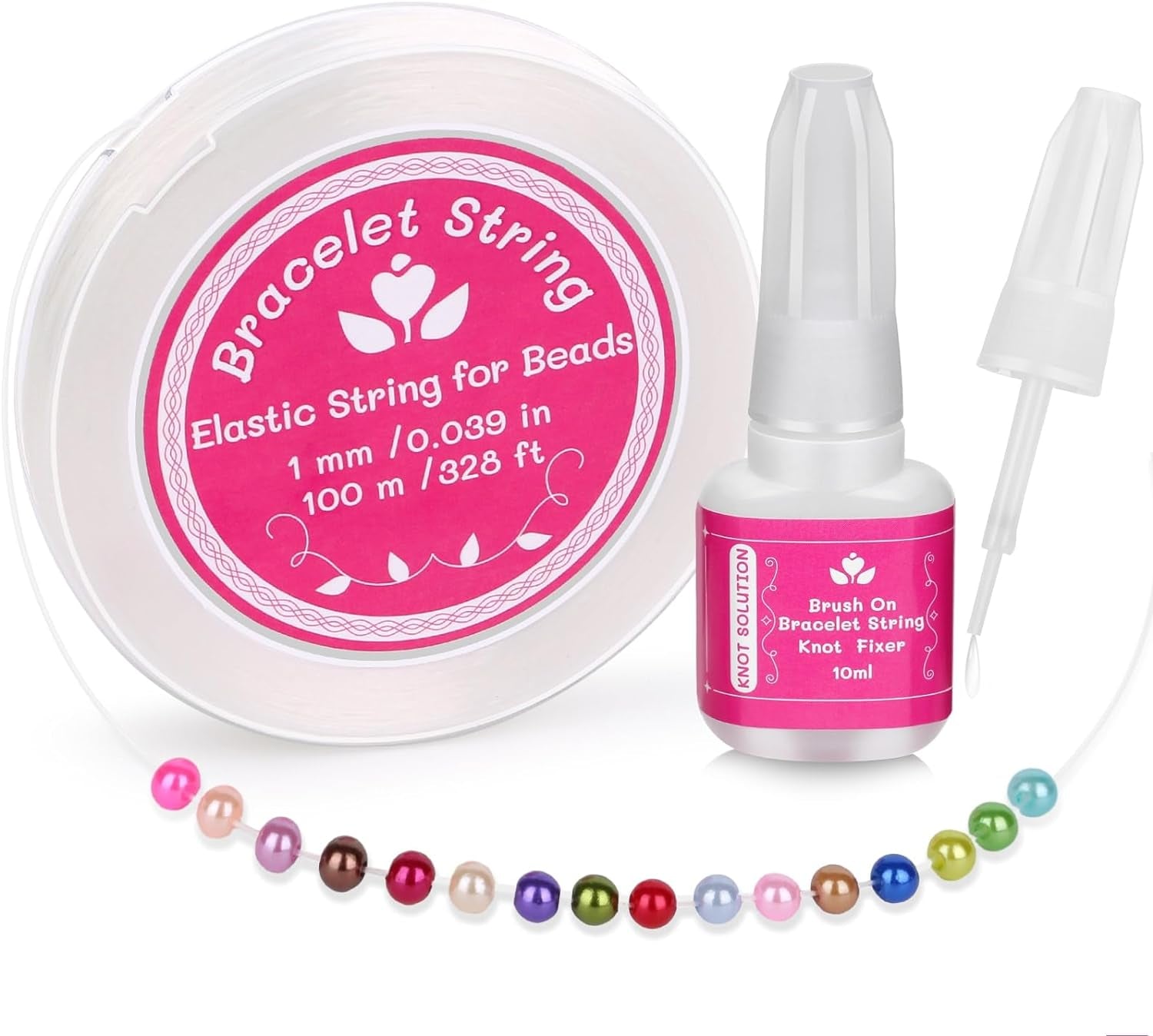 Elastic String Fixing Coating with 1Mm Bracelet String Cord Stretchy String Beading Thread for Clay Beads Friendship Bracelet Jewelry Making and Bracelet Making