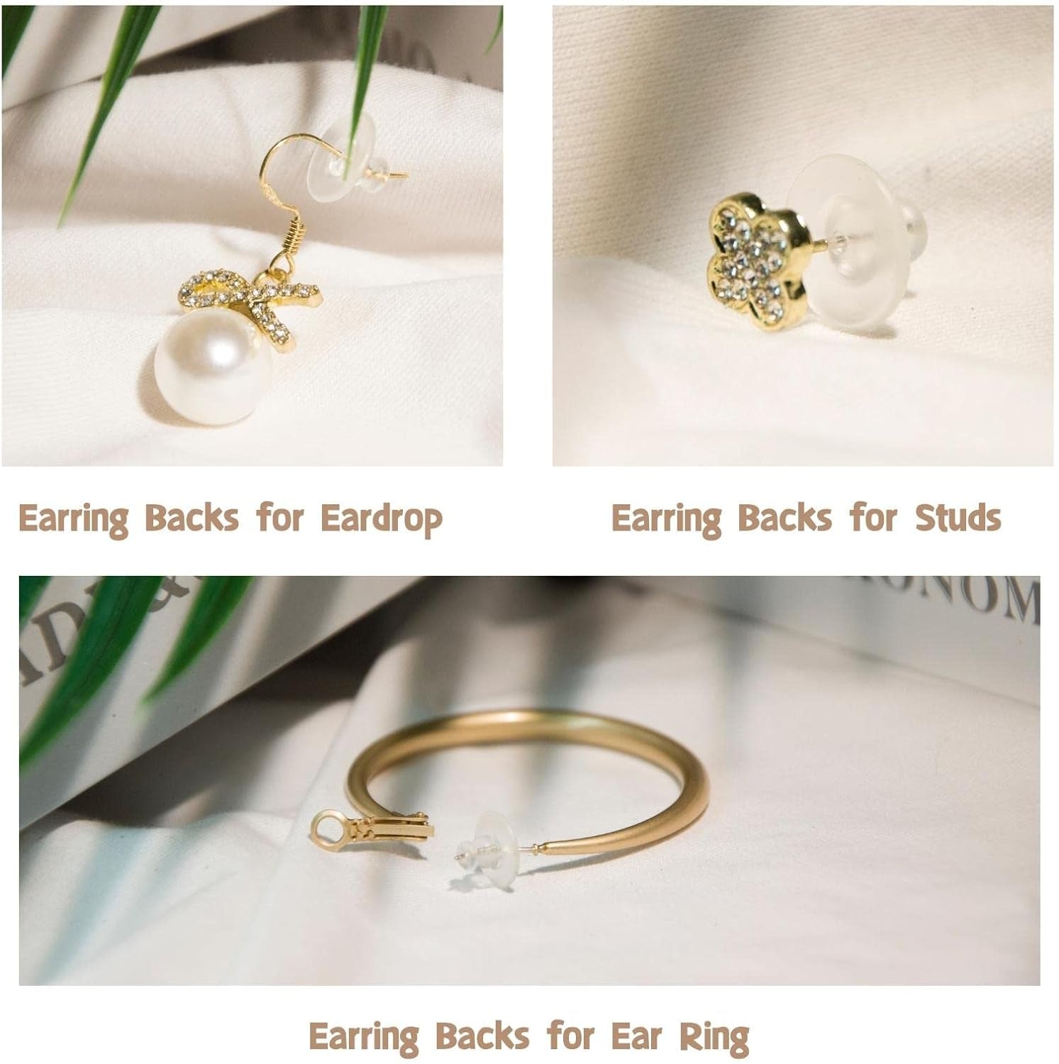 Earring Backs, Silicone Earring Backings, Clear Rubber Earring Safety Back Stoppers, Soft Clutch Ear Locking with Pad (Pack of 100)