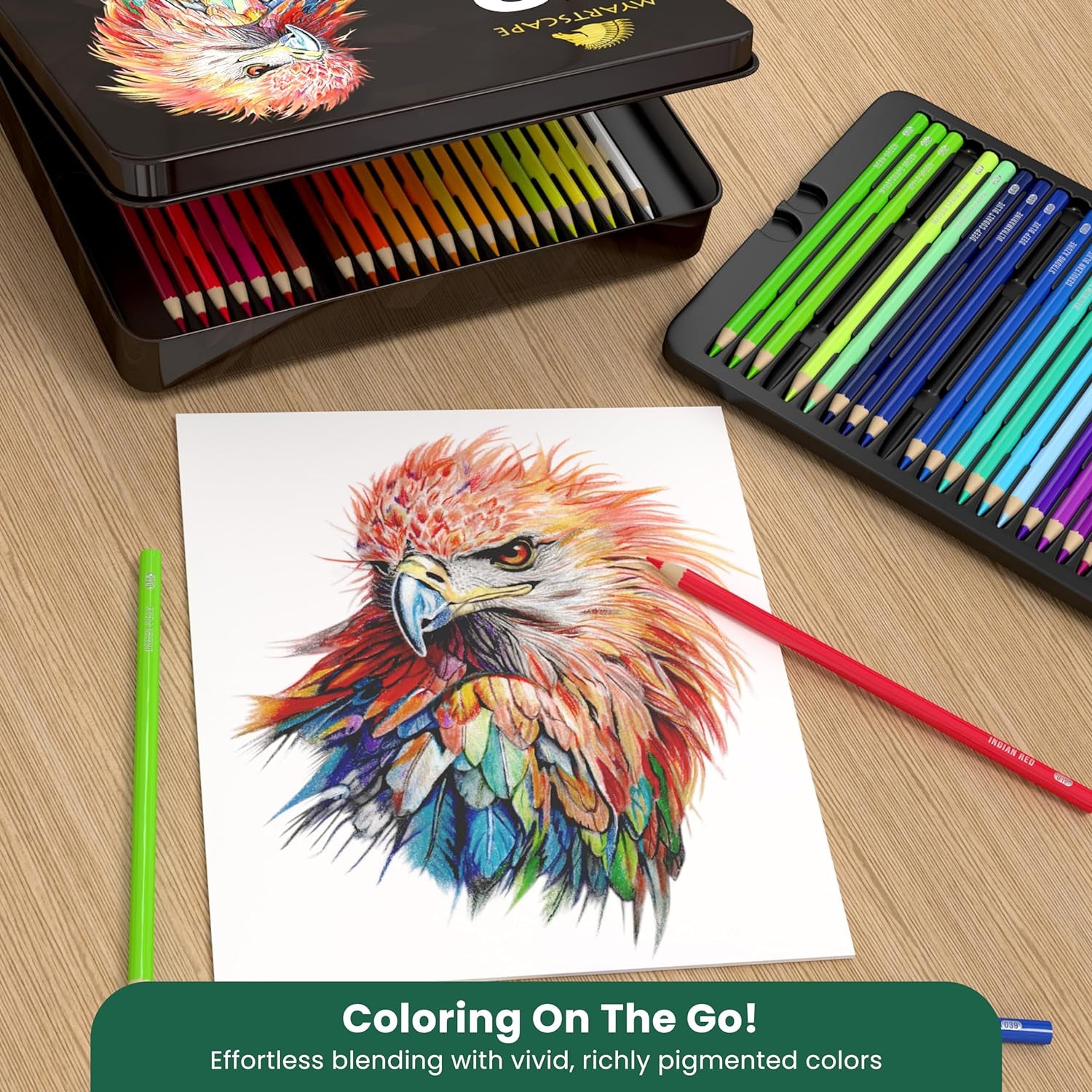 Oil Based Colored Pencils Set, 72 Pcs Premium Color Pencils, Vibrant Colors, Break-Resistant Core, Art Kit with Adult Coloring Book