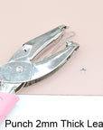 Star Shape Single Paper Hole Punch, 1 Pack 6.3 Inch Length 1/4 Inch of Diameter of Hole Handheld Puncher with Pink Soft Thick Leather Cover(Star 1/4 Inch)