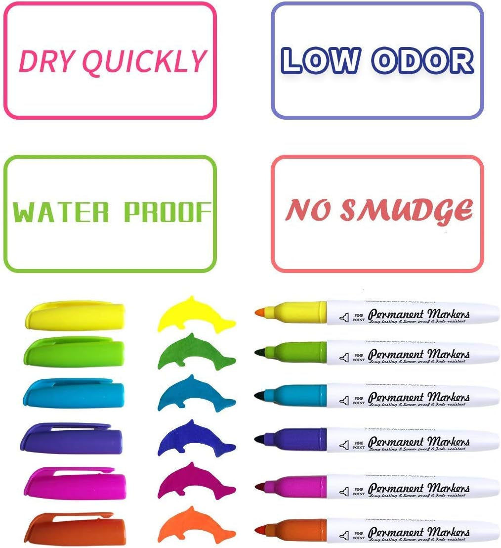 Permanent Marker, 30 Colors Fine Point Permanent Markers, Works Well on Paper, Canvas, Fabric, Crafts,Glass,Metal,Wood Good for Painting, Coloring and Doodling by