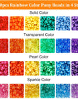 4000Pcs Pony Beads Kit, 2400Pcs Rainbow Kandi Beads and 1600Pcs Letter Beads, 24 Colors Plastic Craft Beads Bulk for Bracelets Jewelry Making with 20M Crystal String and 30M Elastic String