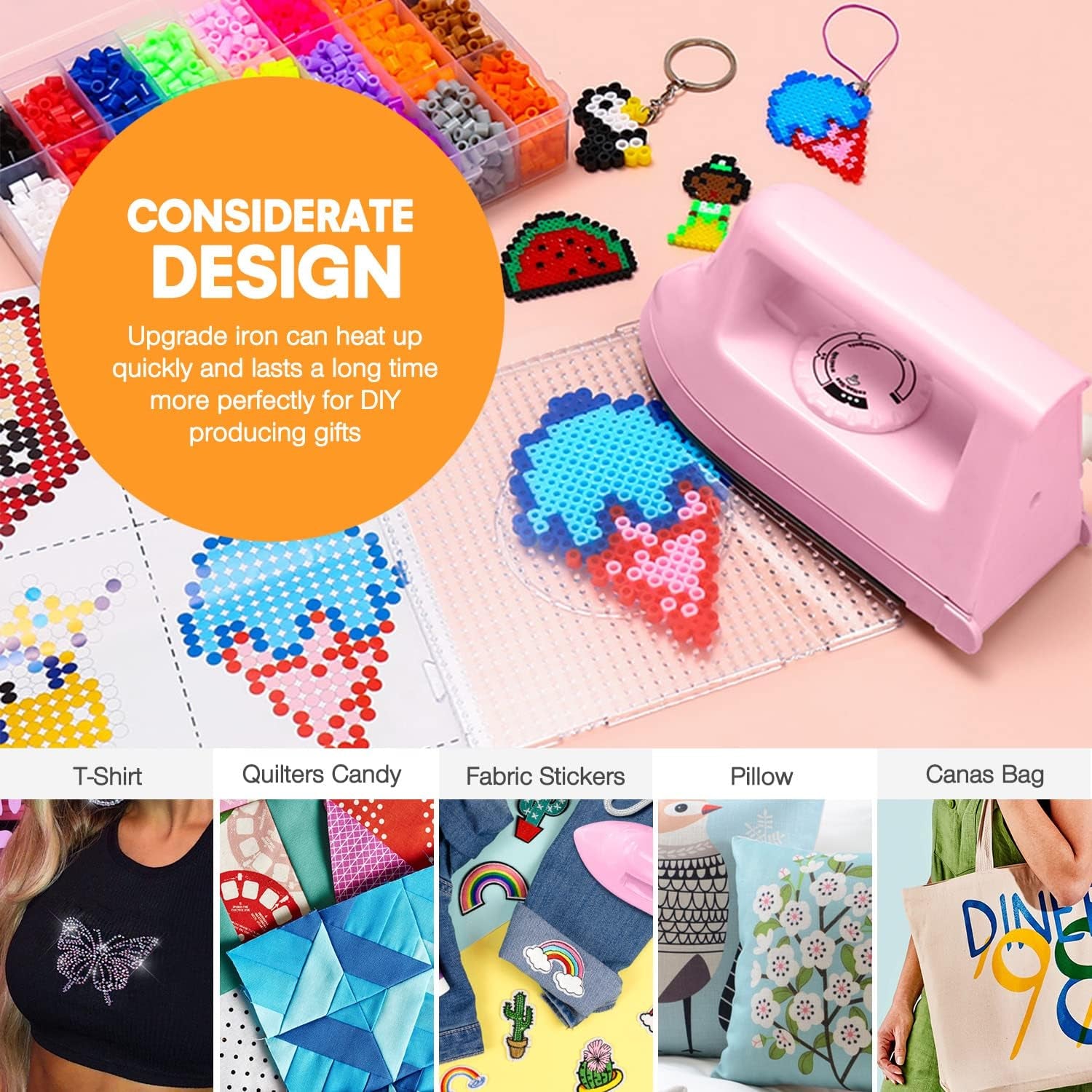 Mini Iron for Crafts Quilting, Travel Iron Household Iron Easy Iron Supplies Mini Electric Iron, Mini Heat Press Machine Sewing Sachine (Pink), White, Blue, Pink, Purple, Black, Rose Red