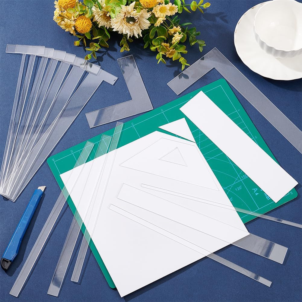 17 PCS Acrylic Bookbinding Spacer Tools, Clear Handmade Tools, Ladder & L/T Shape & Straight Edge for Making Books with Spine, Double Cover Structure, Album Cover