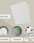 100 Sheets 8.5 X 11 in Translucent Vellum Paper - 93Gsm/63Lb Printable Tracing Paper for Invitation, Sketching & Card Overlays - Tracing Paper for Printer - Vellum Paper for Invitations