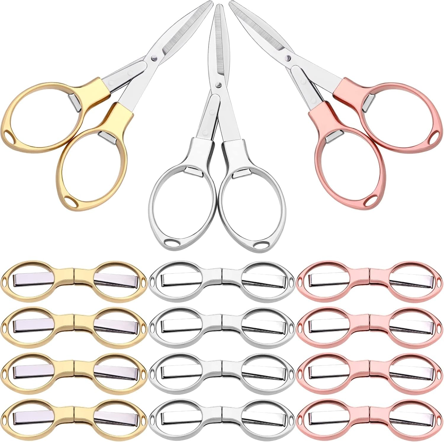 Stainless Steel Scissors anti Rust Folding Scissors Glasses Shaped Mini Shear for Home and Travel Use (6)