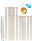 62 Pcs Assorted Beading Needles Including 12 Pcs Big Eye Beading Needles + 50 Pcs Extra Thin Golden Eye Beading Thread Needles with Storage Box, Golden, Silvery (BD-12-50)
