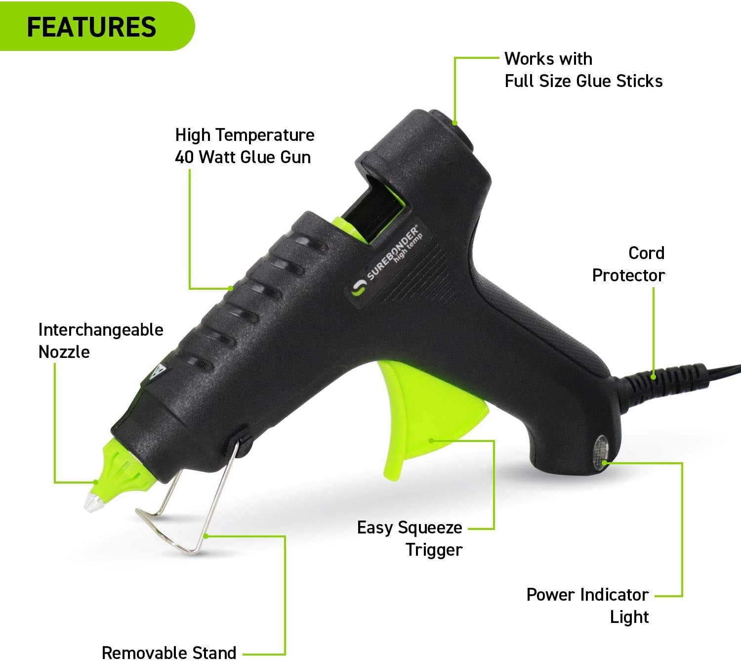 Hot Glue Gun,  Full Size 40W High Temperature Glue Gun Kit with 20 Glue Sticks