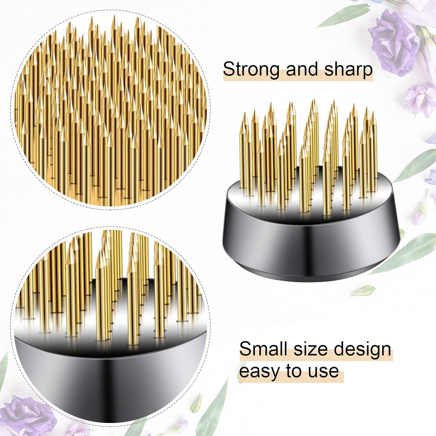 12 Pcs Flower Frog Holder 0.92 Inch Mini Floral round Flower Arranger Fixed Flower Pin Holder Tool Floral Arrangement Pin Holder Japanese Flower Holder Plant Fixation(Gold)