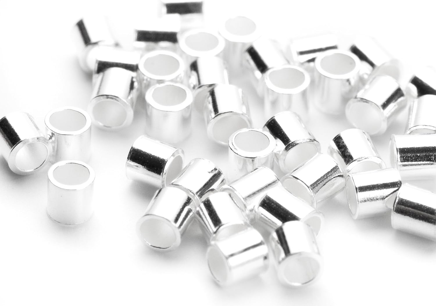 DIY 2Mm Sterling Silver Crimp Bead - 50Pc