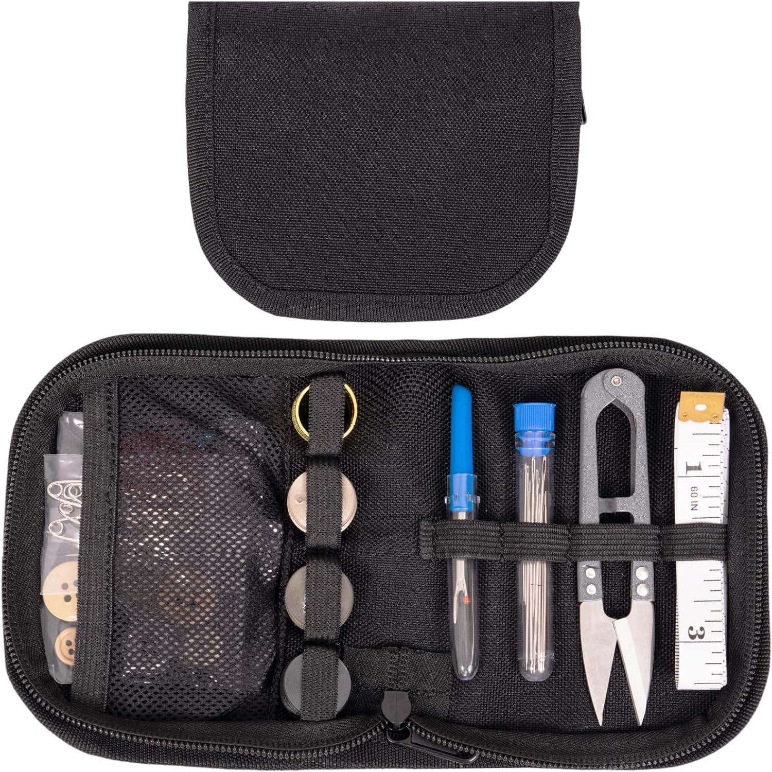 Military Sewing Kit, Army Survival Sewing Kit with Buttons for Men or Women, Small Repair Sewing Tools with Zipper Closure in Durable Nylon Case for Adults Basic for Home or Outdoor, Travel Sewing Kit