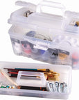 6918AH Twin Top 17 Inch Supply Box, Portable Art & Craft Supply Organizer with Handle, [1] Plastic Storage Case, Translucent