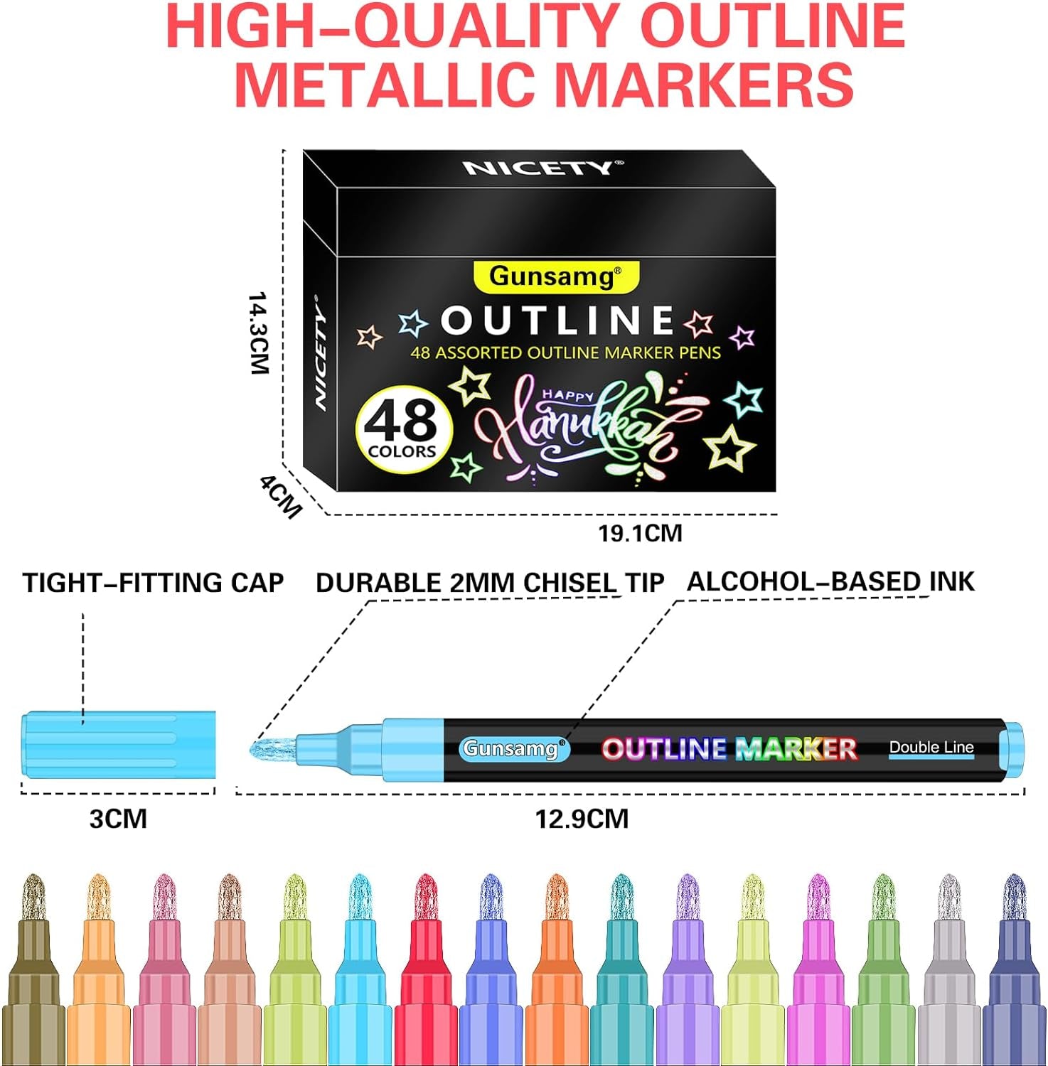 48 Outline Markers for Teen Girl Gifts Trendy Stuff, Glitter Markers Metallic Markers for Doodle Writing,Crafts for Girls 8-12