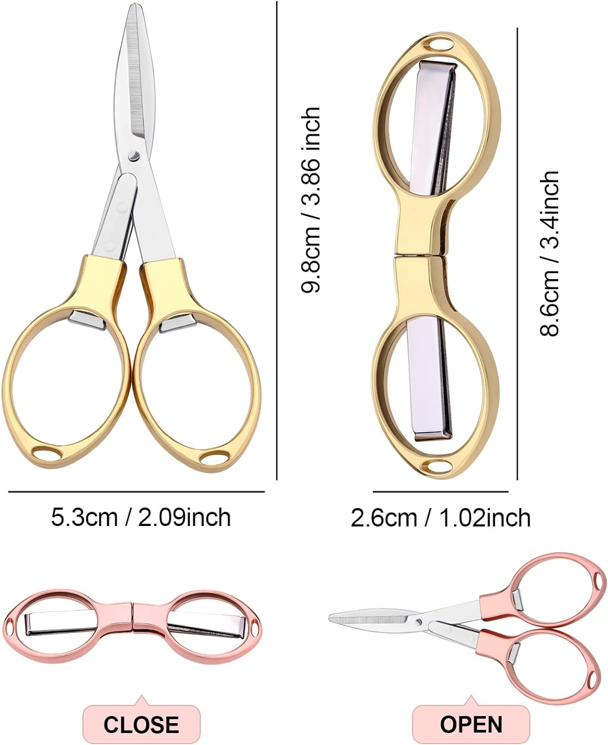 Stainless Steel Scissors anti Rust Folding Scissors Glasses Shaped Mini Shear for Home and Travel Use (6)