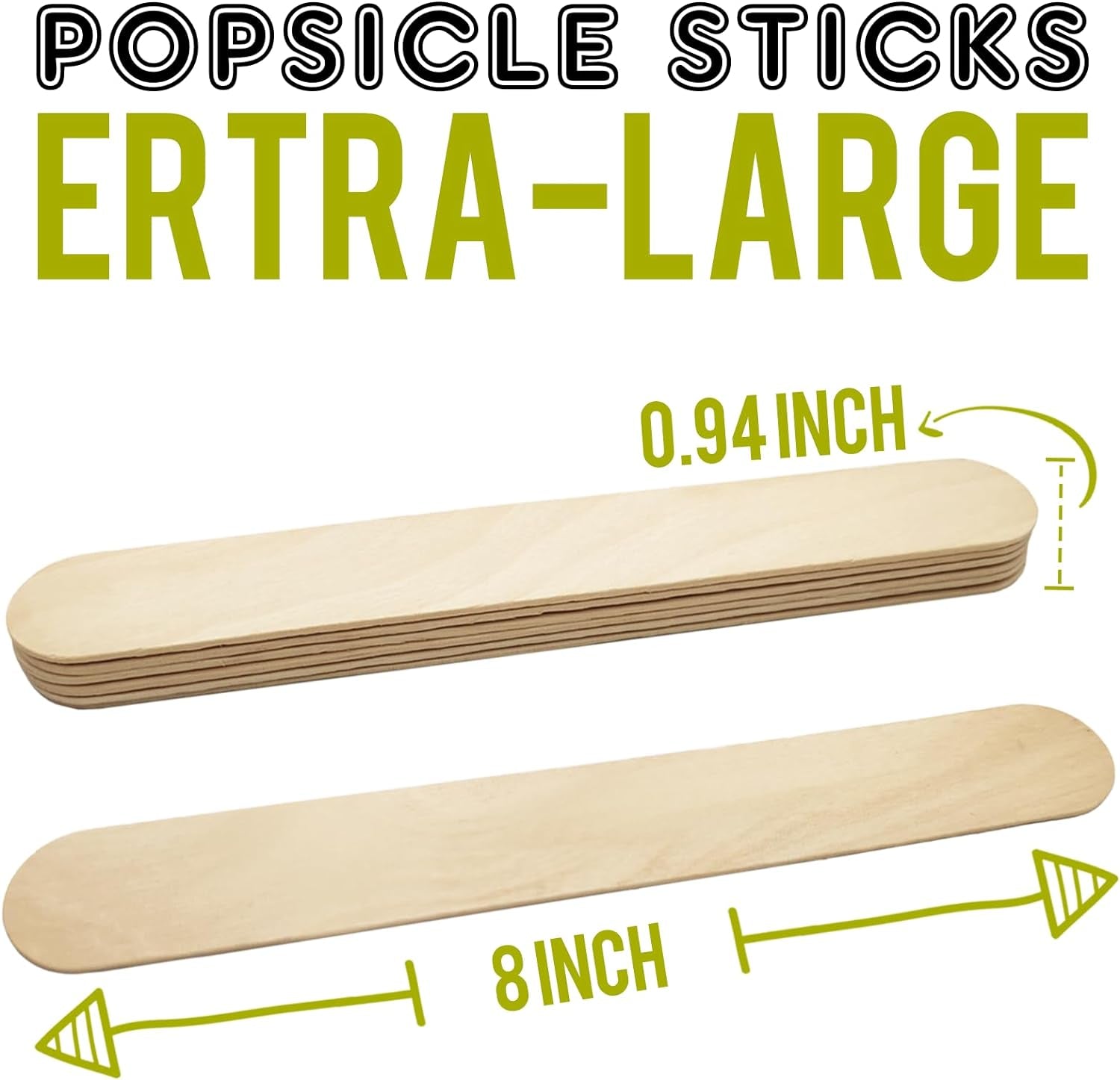 8'' Jumbo Craft Sticks - 90PCS Extra Large Natural Premium Wood, Ice Cream Sticks, Jumbo Sticks, Large Tongue Depressors, Plant Labels, Hair Removal and Waxing Supplies, Crafting