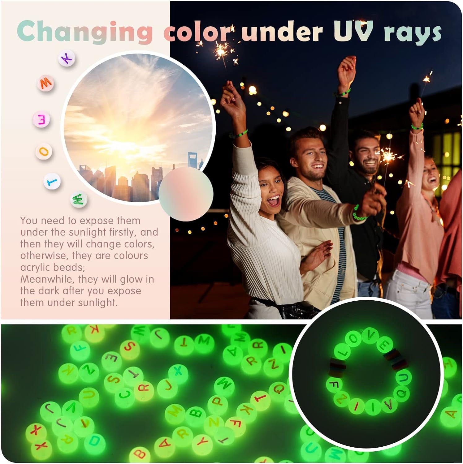 1400Pcs 6 Colors 4X7Mm Letter Beads for Bracelets Making Kit Alphabet Beads for Jewelry Making with Number Heart Beads Friendship Bracelet Kit