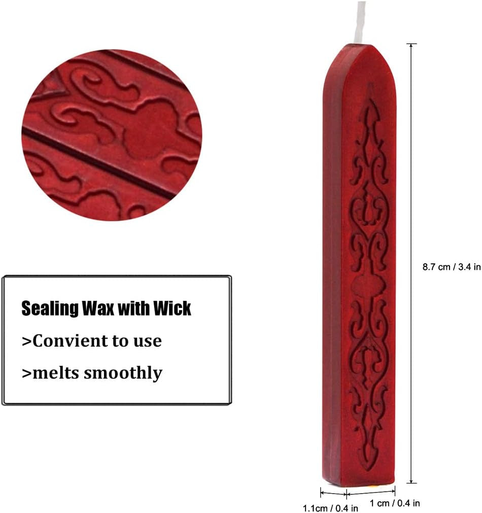 6PCS Blood Red Sealing Wax Sticks with Wick, Suitable for Envelope, Invitation, Gift Wrapping, Wine Bottle, Tea or Cosmetics Box