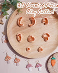 Pumpkin Polymer Clay Cutters - 8 Shapes Clay Cutters for Earrings, Cute Mushroom Shape Clay Cutters for Polymer Clay Jewelry Making, 3D Print Carrot Pepper Clay Earrings Cutters Set