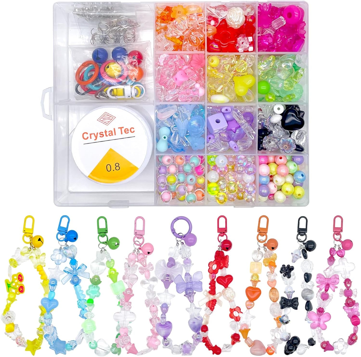 750 PCS Acrylic Assorted Beads - Aesthetic Beads Cute Beads for Bracelets Making, Flower Star Butterfly Pastel Beads,Acrylic Beads, Assorted Beads for Jewelry Making (12Color-Acrylic-Bead)