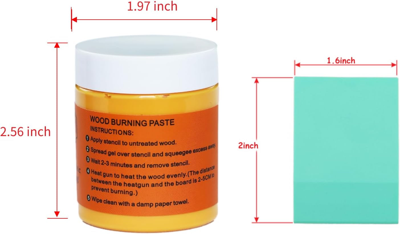 Wood Burning Paste Wood Burning Gel for Heat Gun Heat Activated Paste for Craft Chalk Paste for Wood Burning Etching Marker Stencil Wood Working Tools and Accessories on Wood,Canvas,Denim 4 OZ