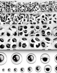 1200Pcs Black Wiggle Googly Eyes, 3D round Plastic Sticker Eyes, Self-Adhesive Eyes DIY Scrapbook Crafts Decoration, Crafts Gifts for Kids Age 4+ (4Mm-12Mm)