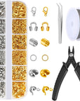 1200 Pcs Crimp Beads Kit for Jewelry Making,  Crimp Beads, Crimp Covers, Crimp Tubes and Wire Guardians, Lobster Clasps, Jump Rings, Crimping Pliers and Beading Wire for Jewelry Making