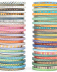 60 Rolls Skinny Washi Tape Set Gold Foil Masking Thin Basic Patterns Decorative Tapes for Arts, DIY Crafts, Journals, Planners, Scrapbook, Wrapping