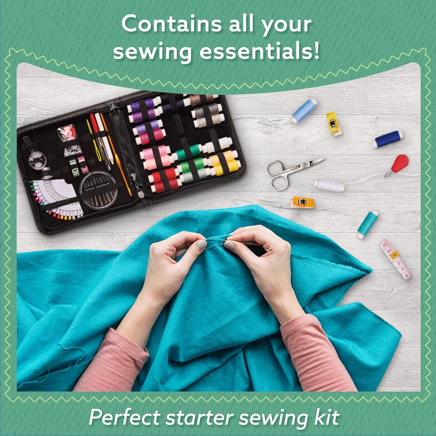 Sewing Kit for Adults and Kids - Small Beginner Set W/Multicolor Thread, Needles, Scissors, Thimble &amp; Clips - Emergency Repair and Travel Kits - Sewing Accessories and Supplies