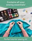 Sewing Kit for Adults and Kids - Small Beginner Set W/Multicolor Thread, Needles, Scissors, Thimble & Clips - Emergency Repair and Travel Kits - Sewing Accessories and Supplies
